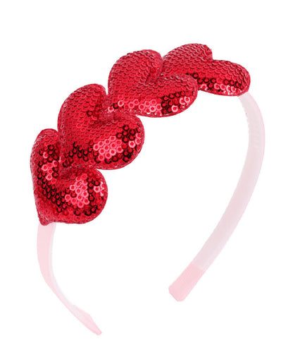 Girls Sequin Hearts Headband – Soft Cotton Love Ya Headband