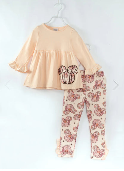 Girls Pumpkin Pie 2 Piece Set – Cozy Pumpkin Top & Matching Leggings