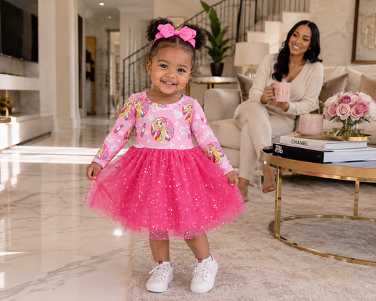 Girls Barbie Pink Tutu Dress – Cotton Twirl Dress for Kids