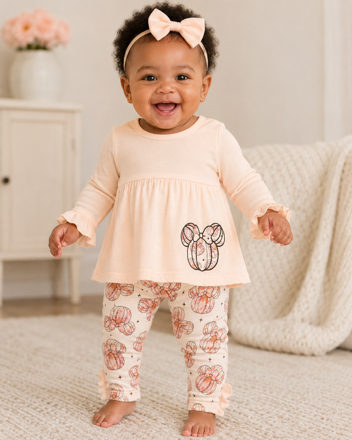 Girls Pumpkin Pie 2 Piece Set – Cozy Pumpkin Top & Matching Leggings