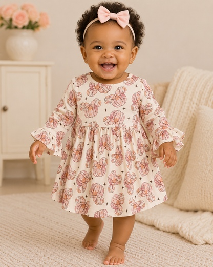 Girls Pumpkin Dress – Soft Milk Silk Fall Dress for Girls