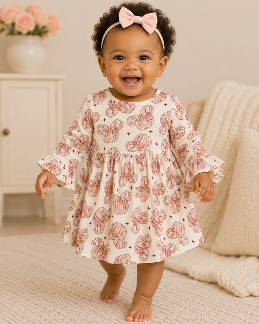 Girls Pumpkin Dress – Soft Milk Silk Fall Dress for Girls