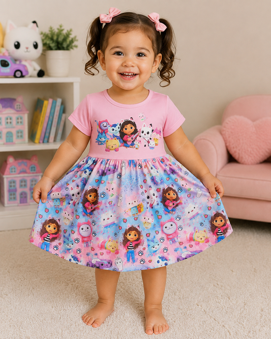 Girls Gabby's Dollhouse Playtime Dress – Soft Milk Silk Toddler Dress
