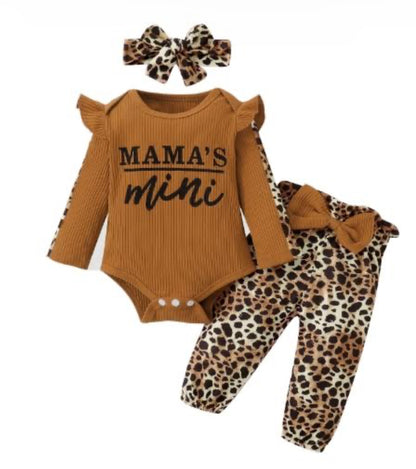 Baby Girl Mama's Mini Leopard Print 3 Piece Set – Fall Baby Girl Three Piece Outfit